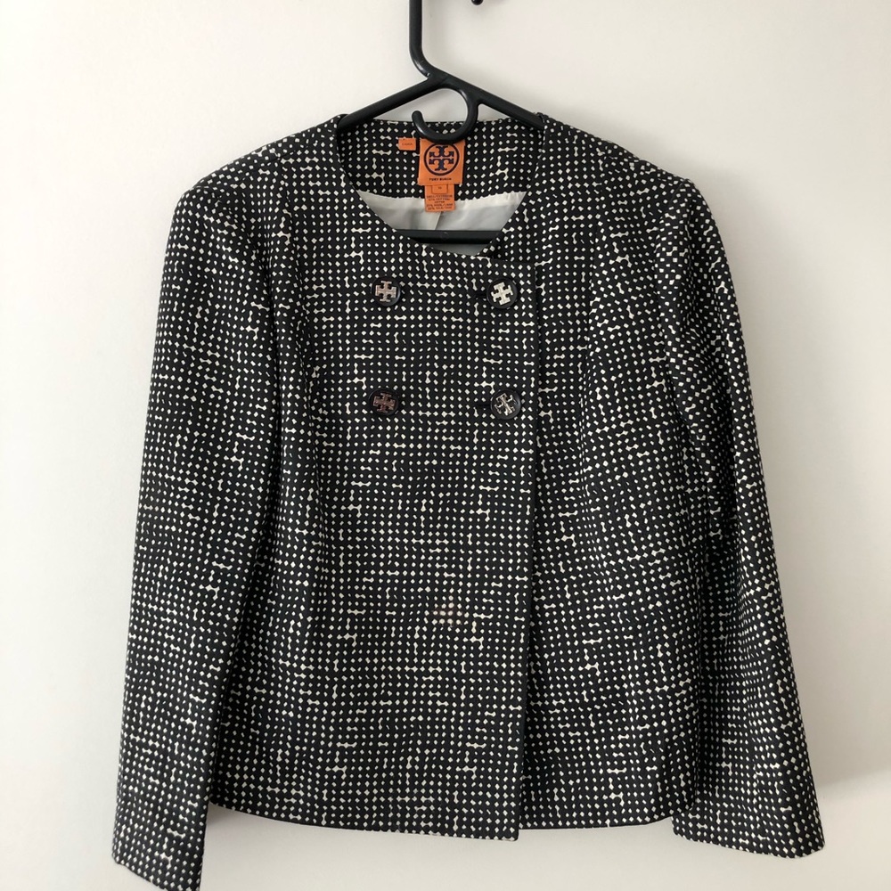 TORY BURCH black and white print skirt suit sz: 10